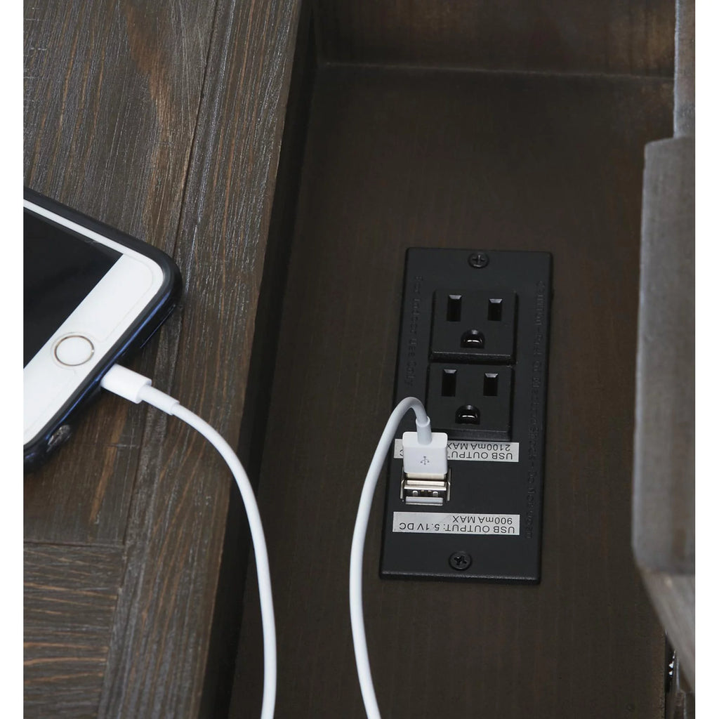 1 Door Chair Side End Table with Power Strip and Pull Out Tray W96661