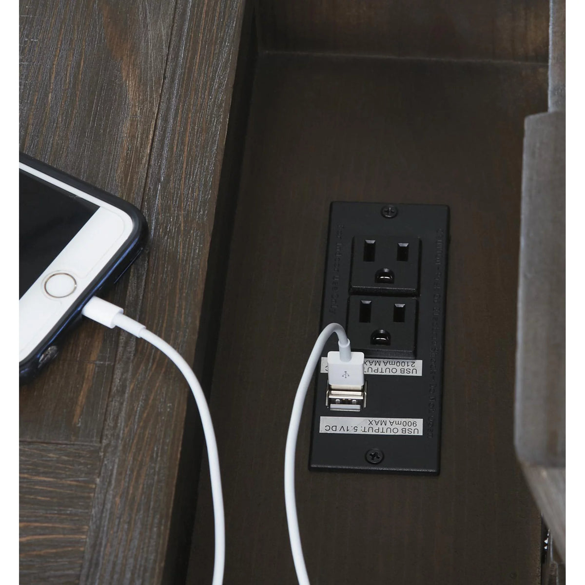 1 Door Chair Side End Table with Power Strip and Pull Out Tray W96661