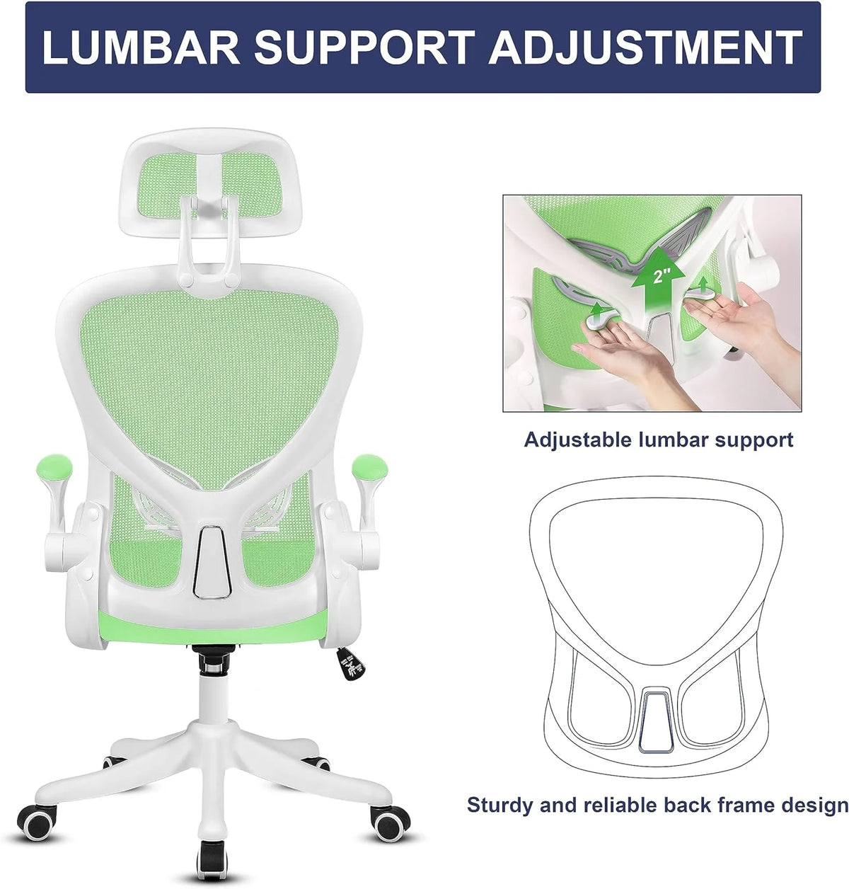 Ivory White Leather Office Chair with Flip Up Armrest P518