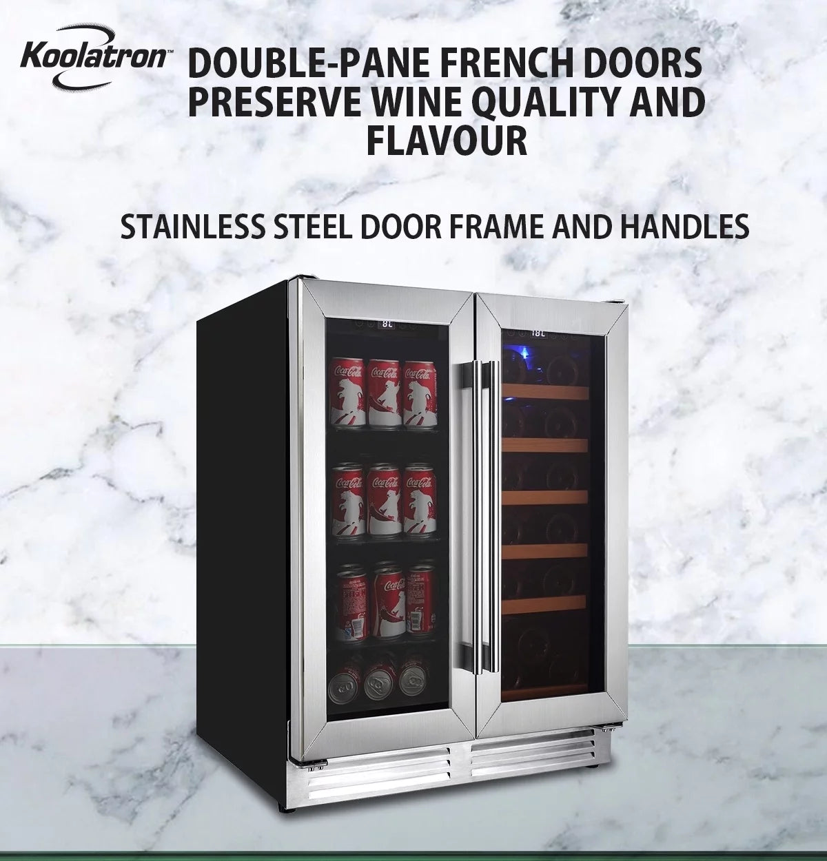 18 Bottles and 56 Cans 24 Inch Dual Zone Wine Cooler and Beverage Fridge S7116
