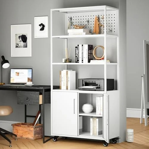 Black Metal Bookshelf with Doors D803