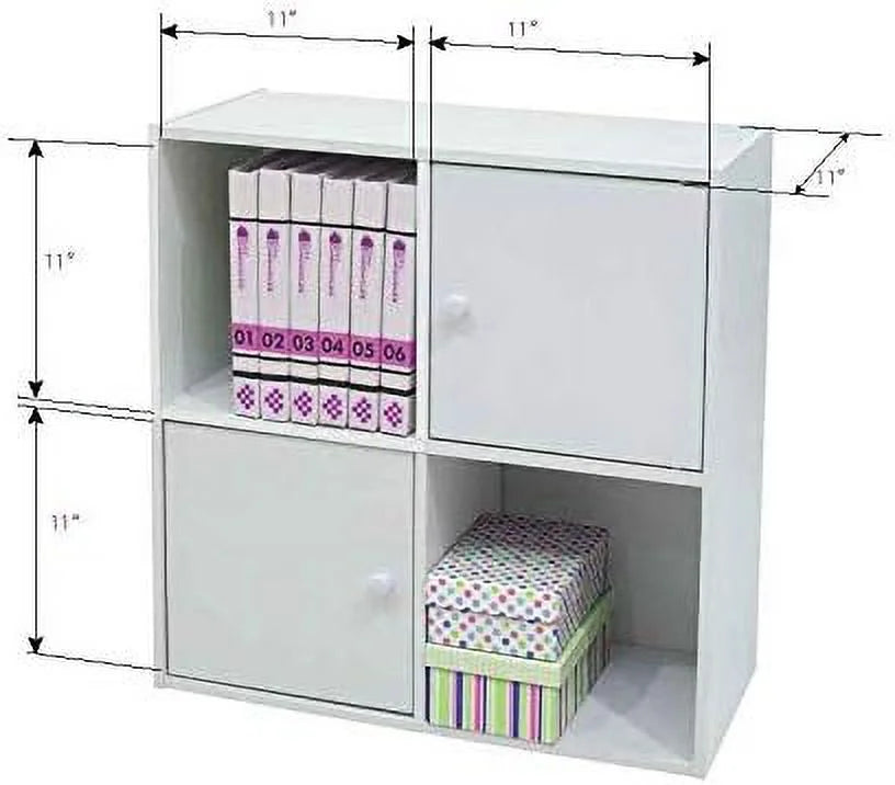 Contemporary White Wood 2 Cube 2 Cabinet Bookcase A485322