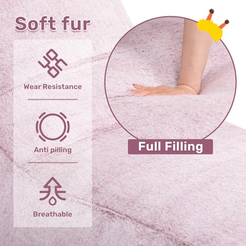 Extra-Large Grey Furry Memory Foam Bean Bag Chair K687679