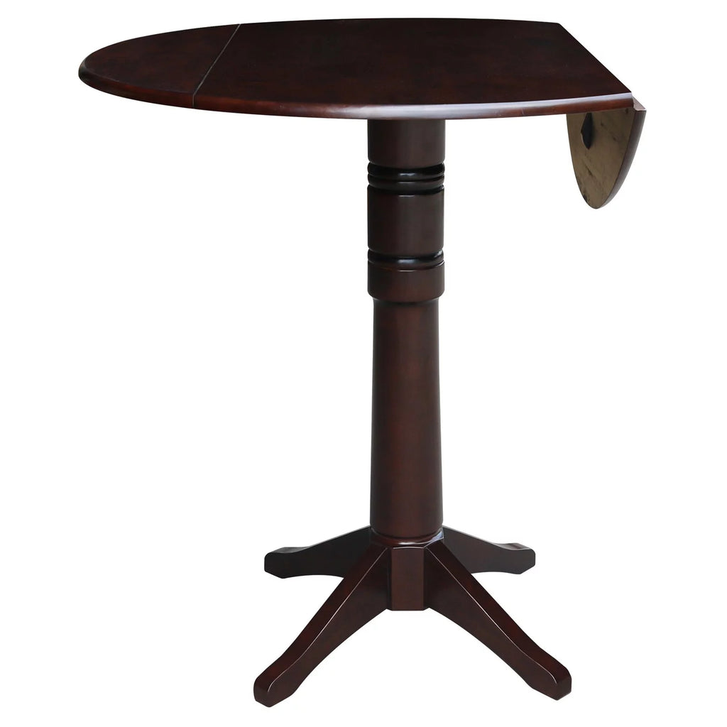 42" Round Dual Drop Leaf Pedestal Table Espresso A2589