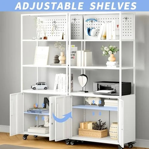 Black Metal Bookshelf with Doors D803