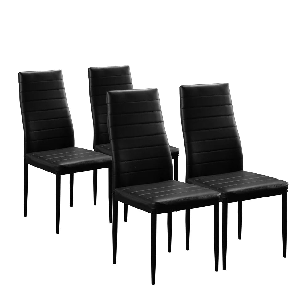 Black PU Leather Dining Chairs Set of 4 C65806