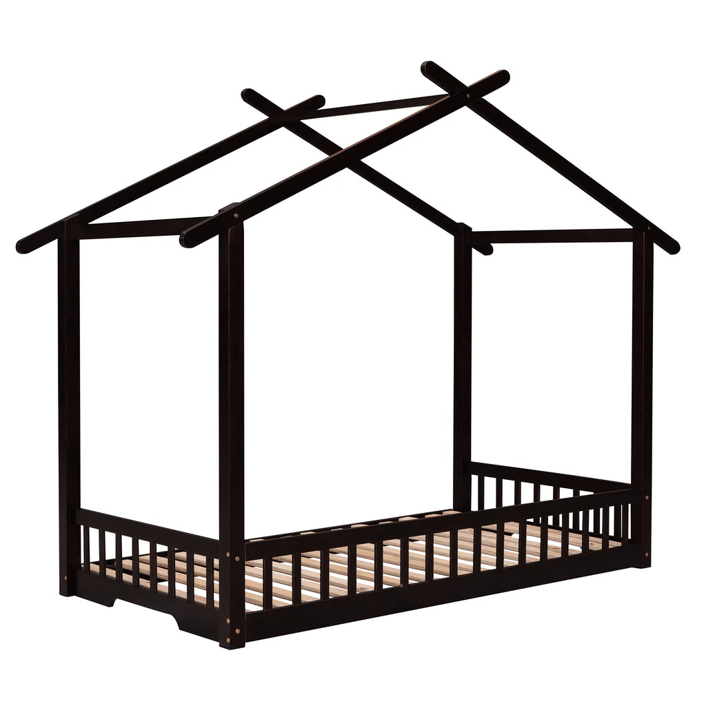 Twin Size Wooden House Bed with Trundle L97214