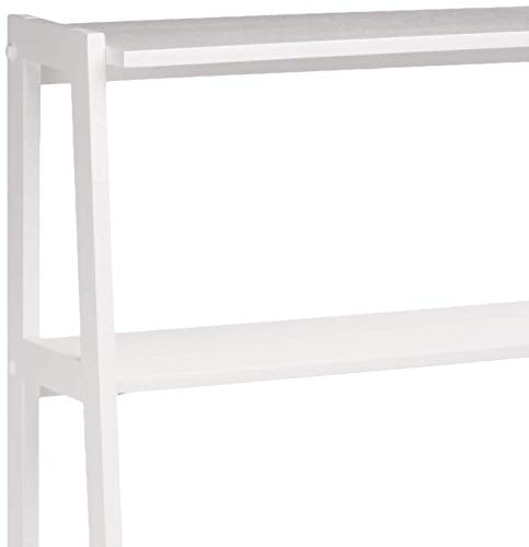 White 5 Shelf Rubberwood Ladder Bookshelf C307827