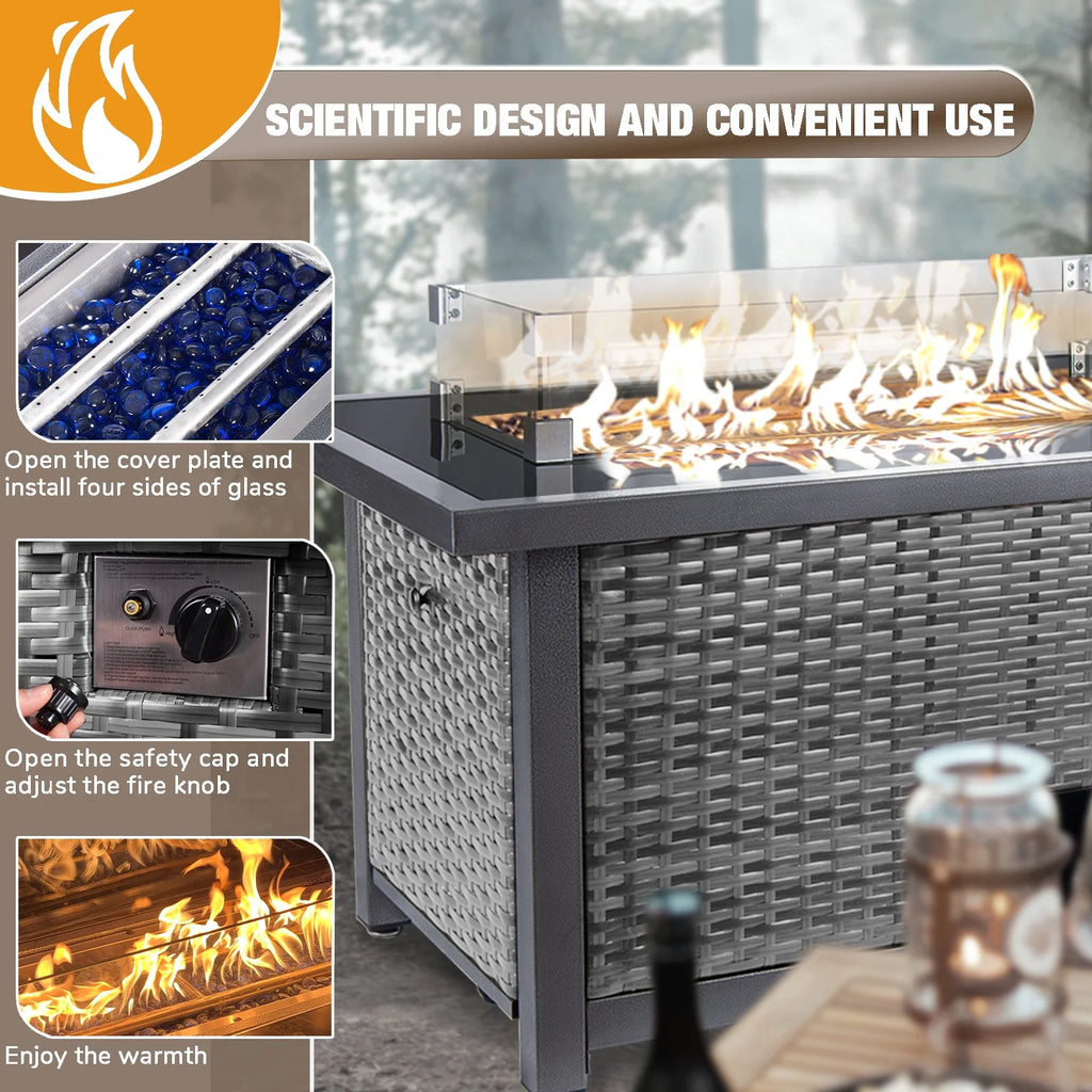 Propane Fire Pit Table with Wind Guard B81997