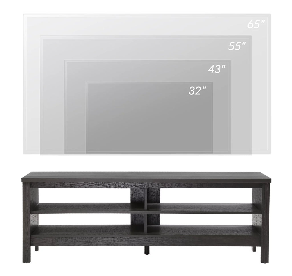Black Wood TV Stand with 4 Cubby D25407