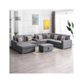 Linen Fabric Reversible Chaise Sectional Sofa B850779