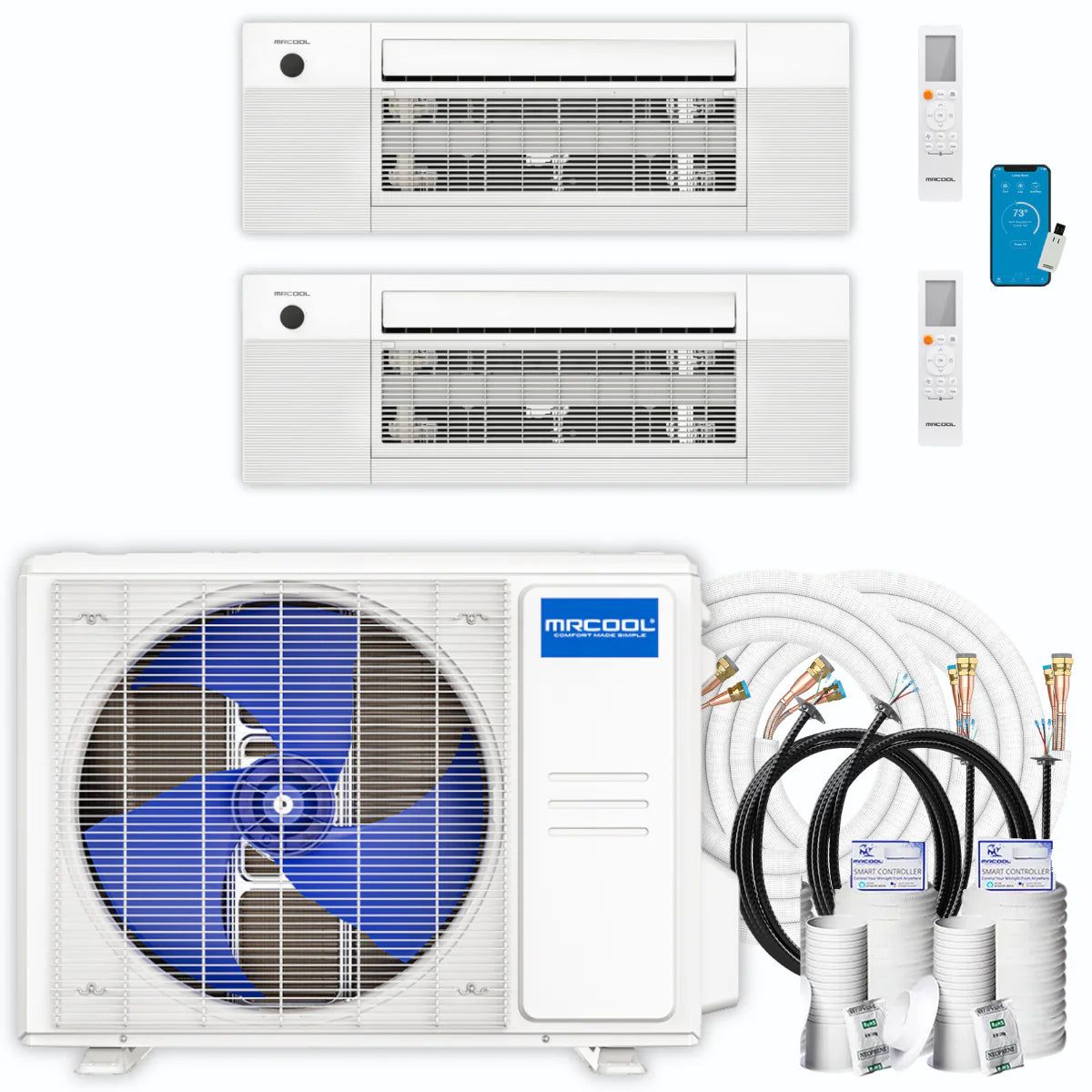 36,000 BTU 2 Zone Ceiling Cassette Ductless Air Conditioner and Heat Pump J323