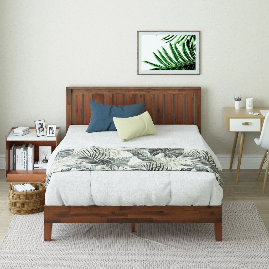 Queen Wood Platform Bed Frame with Headboard G4050