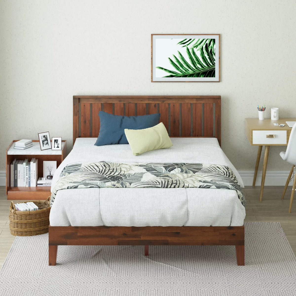 Queen Wood Platform Bed Frame with Headboard G4050
