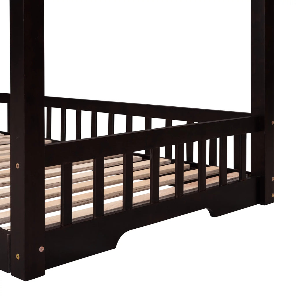 Twin Size Wooden House Bed with Trundle L97214