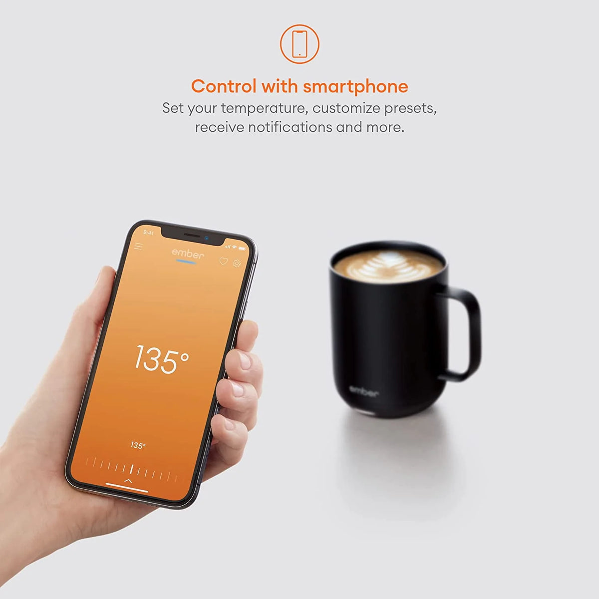 14 oz Grey App Controlled Heated Coffee Mug M698864