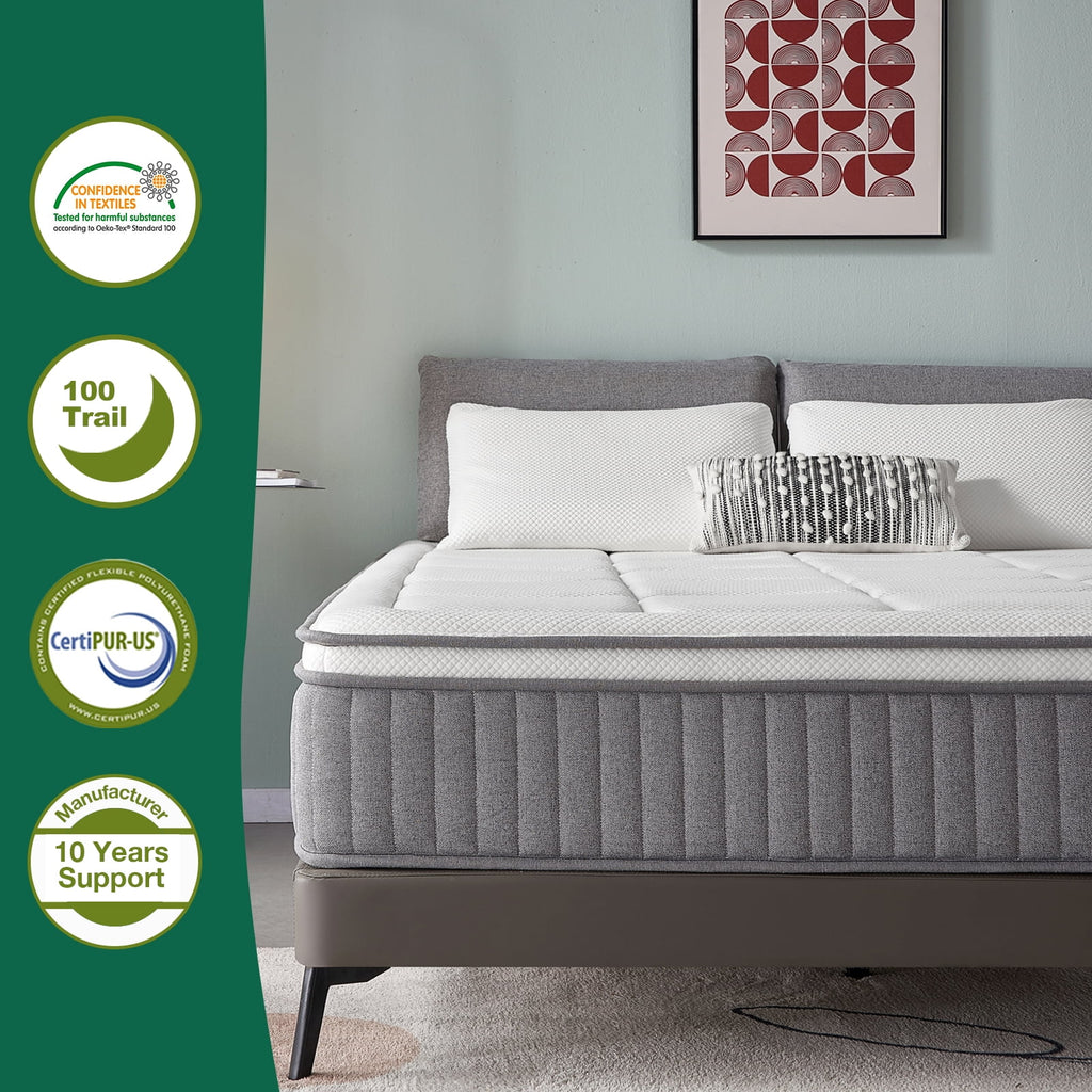 12 Inch Twin XL Gel Memory Foam Hybrid Pillow Top Mattress L694